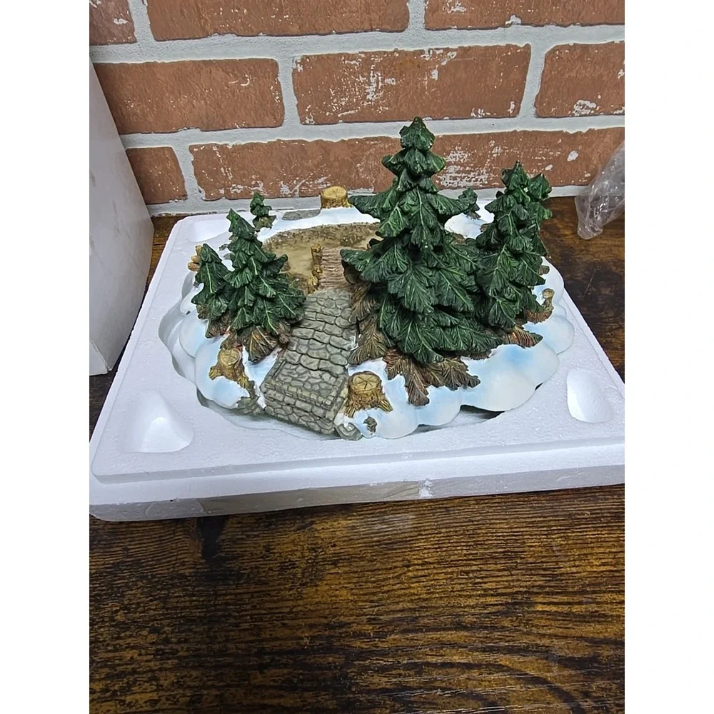 Dept 56 Dickens' Village Series Pine Point Pond Trees Koi Bridge Collection‎
